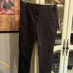 LOFT brown plaid cotton blend pants